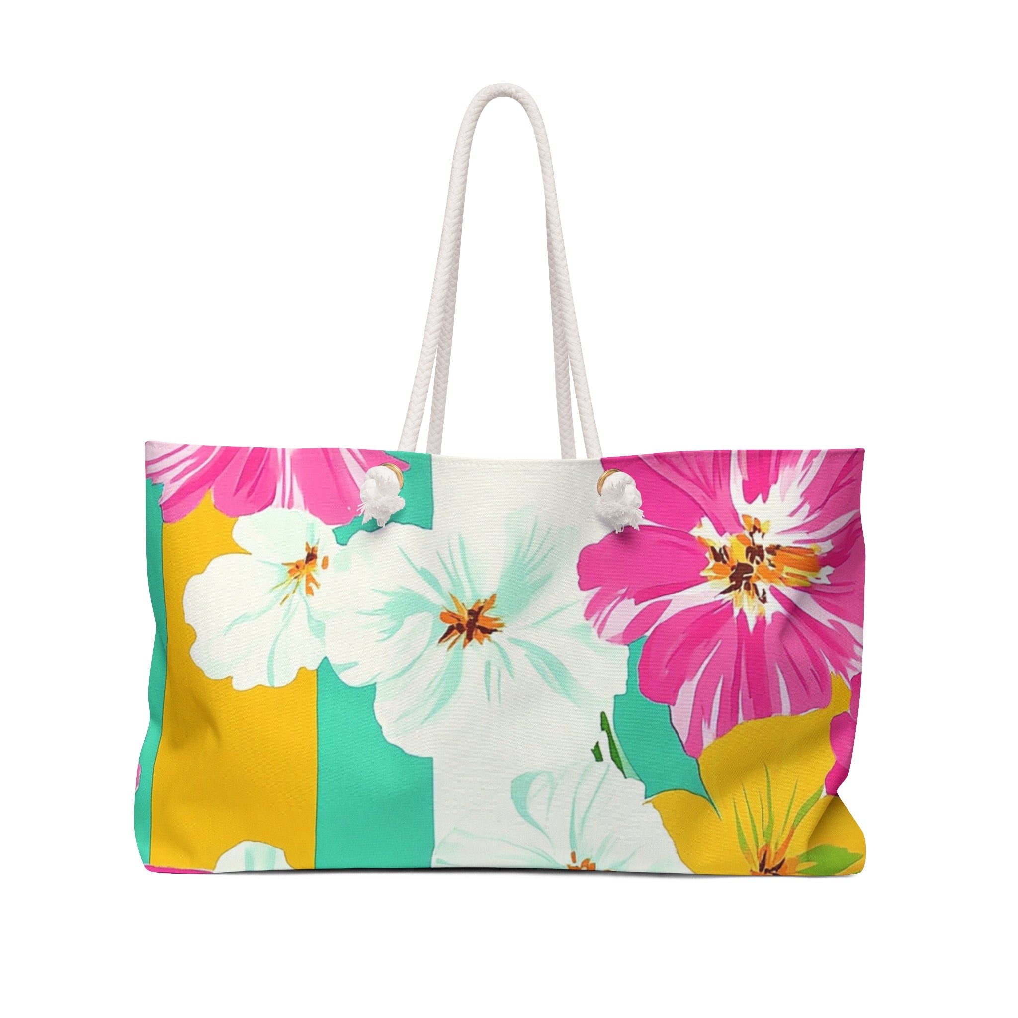 Pastel x Floral x Stripes II Multi-Color Weekender Bag, Artsulli - Art is Long, Life is Short, Bags, Size, 24" × 13", , , , , 24811843307097593272