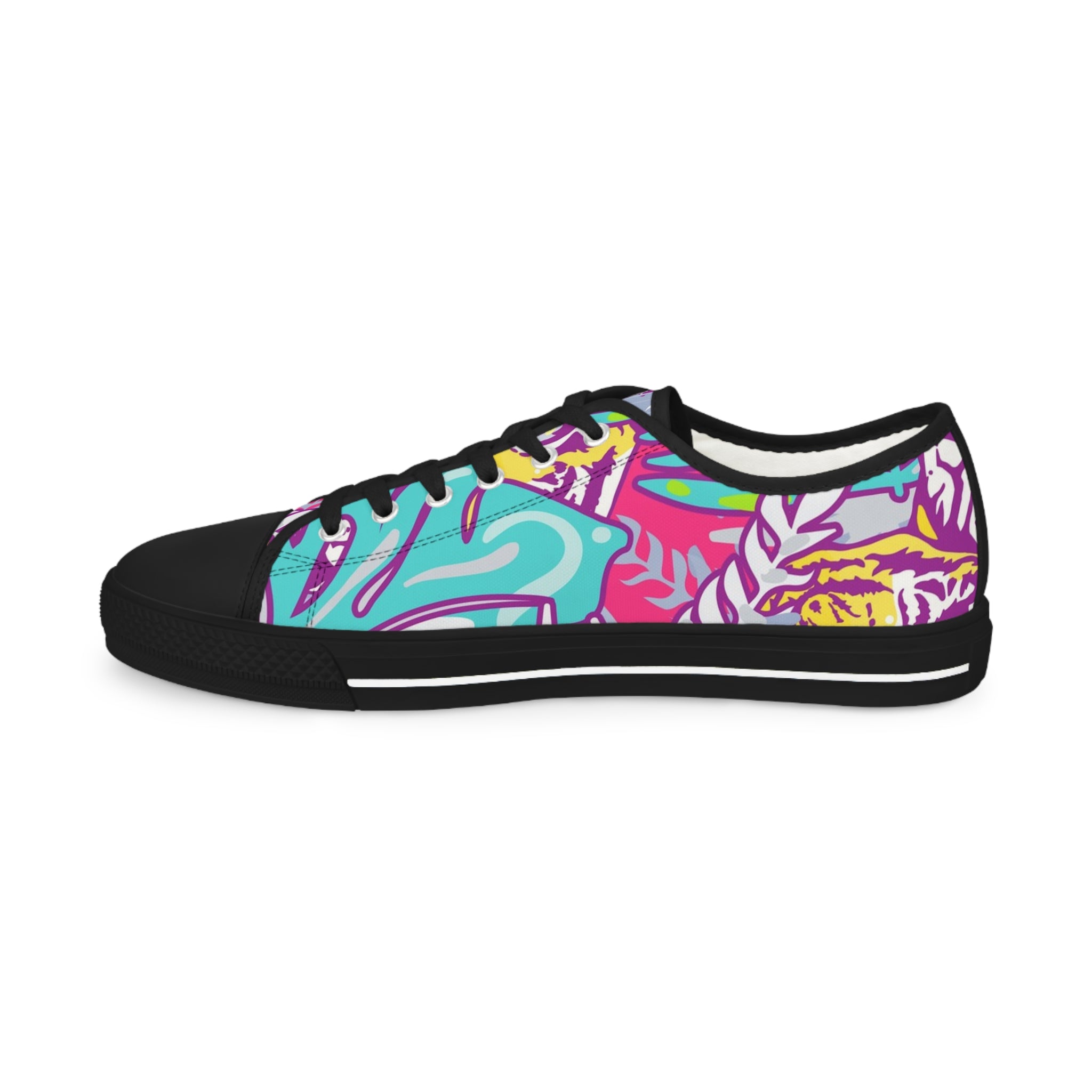 Tropical Jungle Tigers Torquise and Purple Men's Low Top Sneakers, Artsulli - Art is Long, Life is Short, Shoes, , , , , , , 