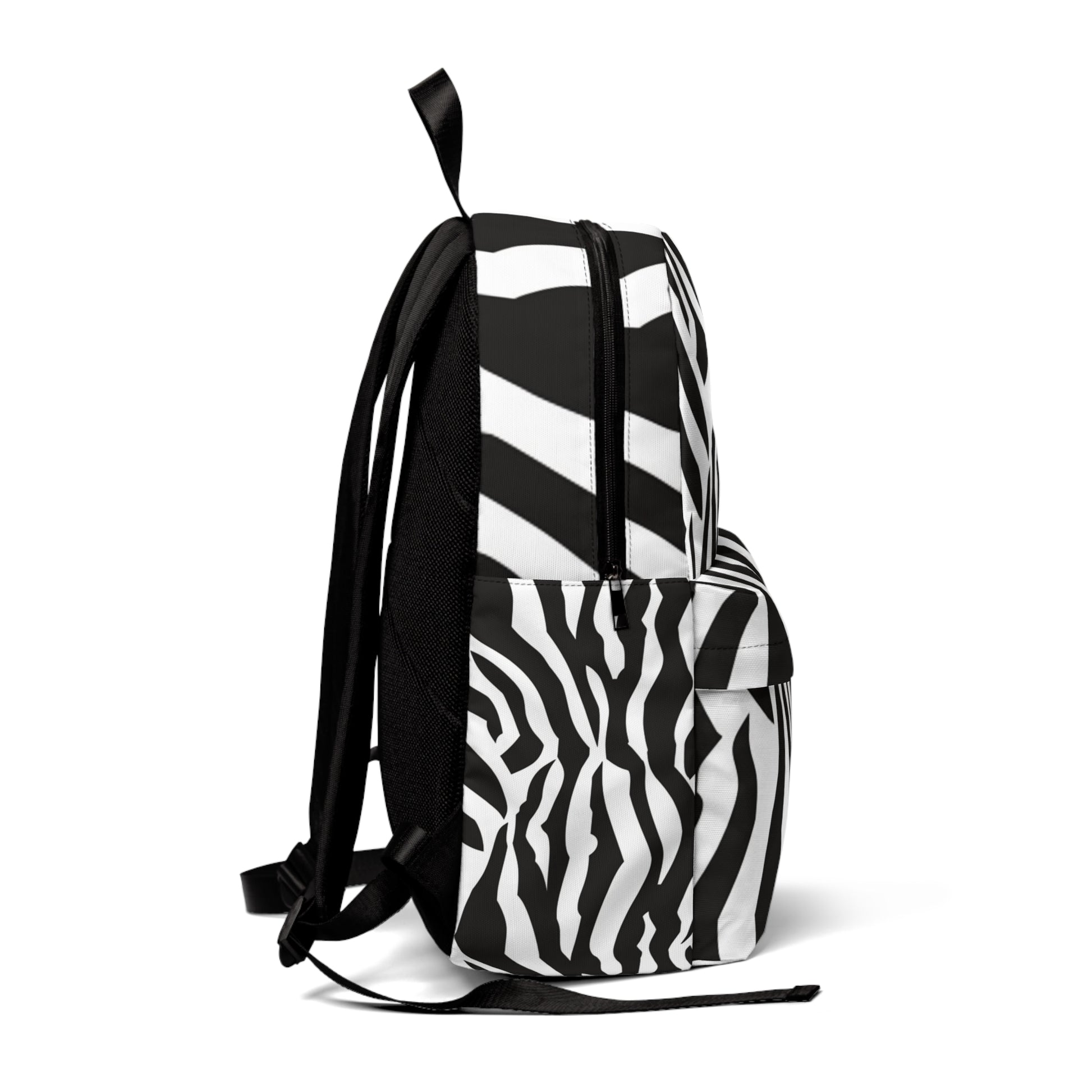 Black  White Drag Zebra Fabric Unisex Classic Backpack, Artsulli - Art is Long, Life is Short, Bags, , , , , , , 