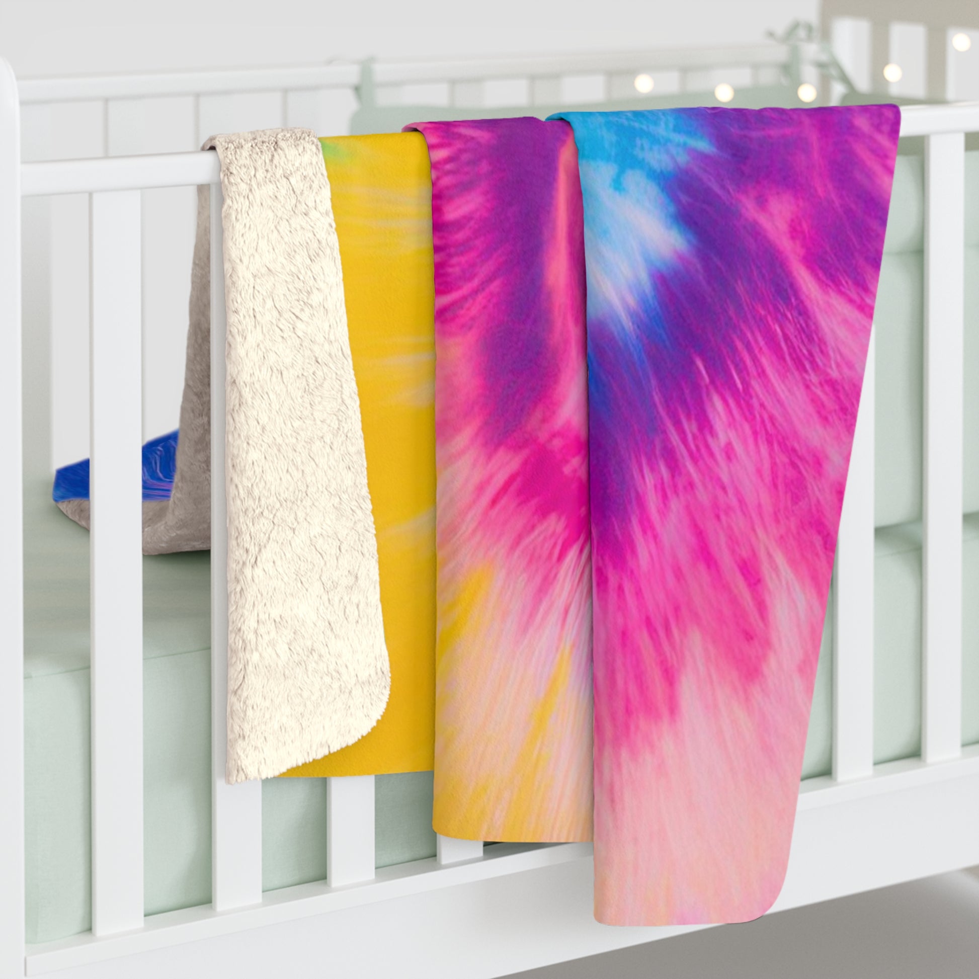 Psychedelic Tie Dye Sherpa Fleece Blanket, Artsulli - Art is Long, Life is Short, Home Decor, , , , , , , 