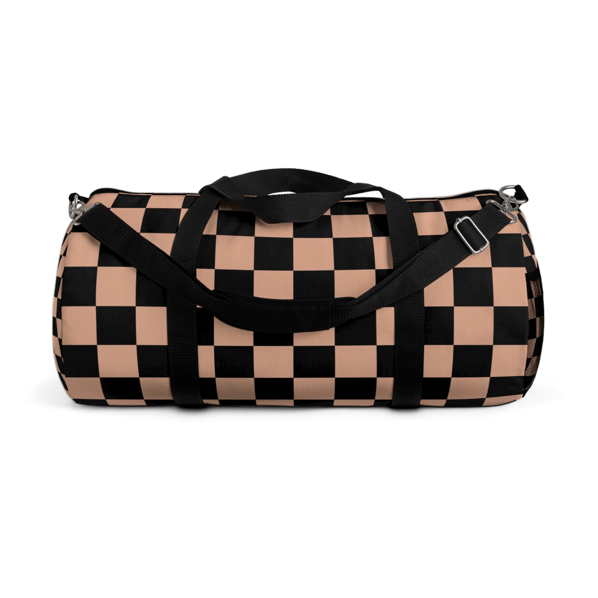 Checkerboard Soft Orange and Black Duffel Bag, Artsulli - Art is Long, Life is Short, Bags, Size, Large, , , , , 16058765282855889224