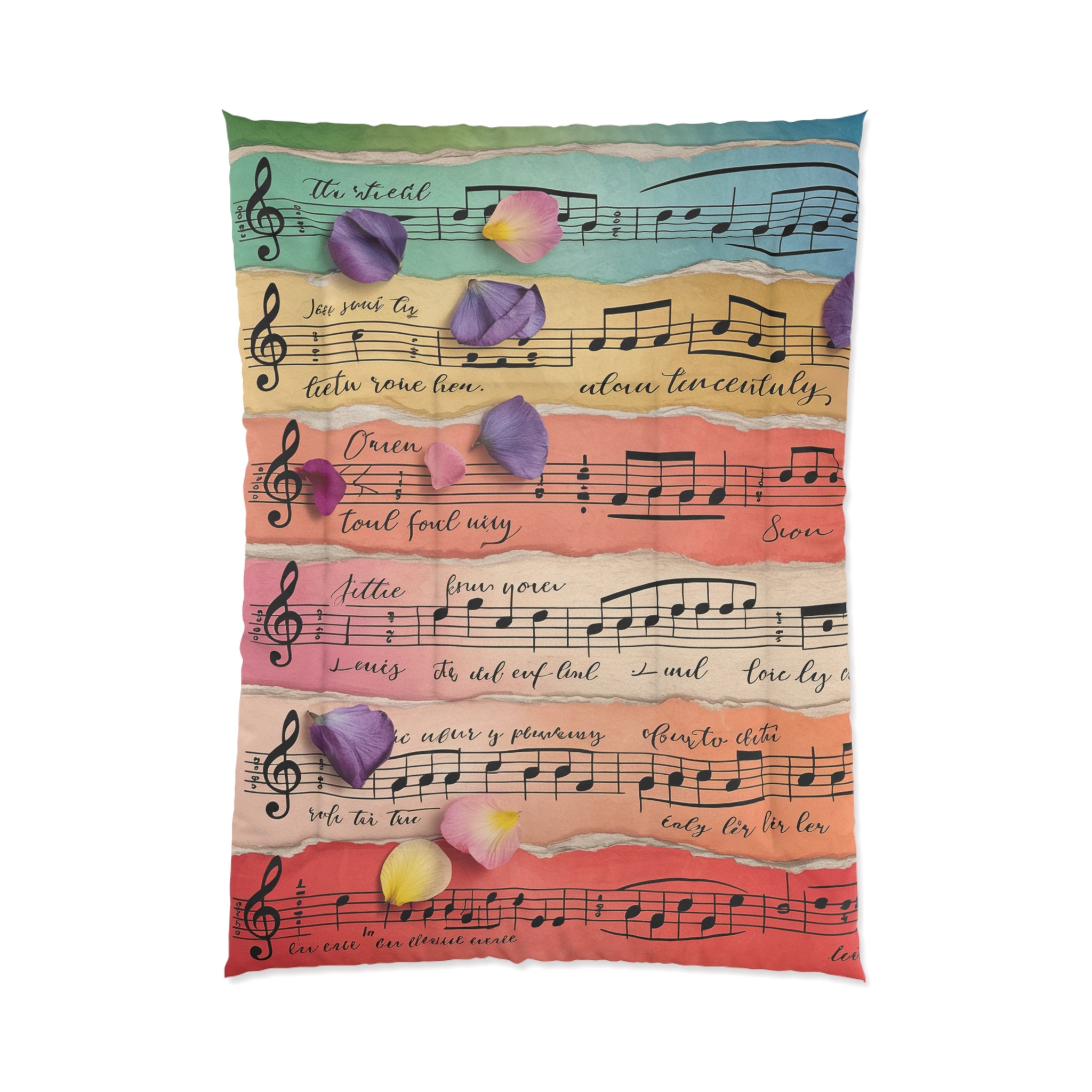 Torn Type Beat Sheet Music Multi-Color Comforter, Artsulli - Art is Long, Life is Short, Home Decor, Size, 68" × 92", , , , , 17938363715770719535