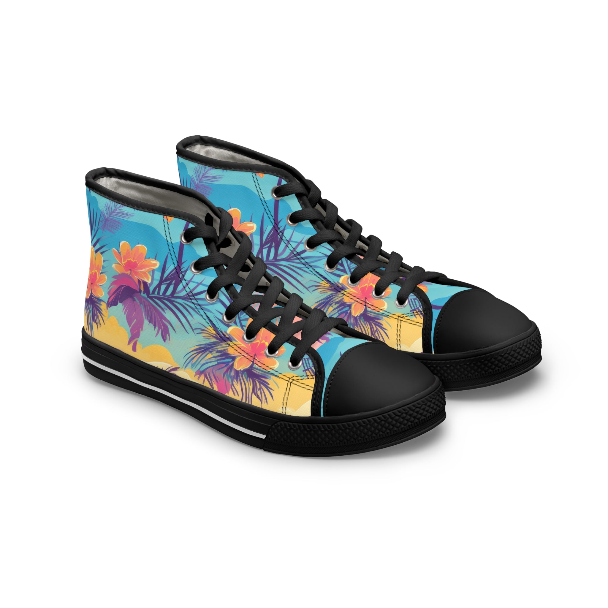 Sunset Paradise Women's High Top Sneakers, Artsulli - Art is Long, Life is Short, Shoes, Size, US 5.5, Color, Black sole, , , 27483636960230172776