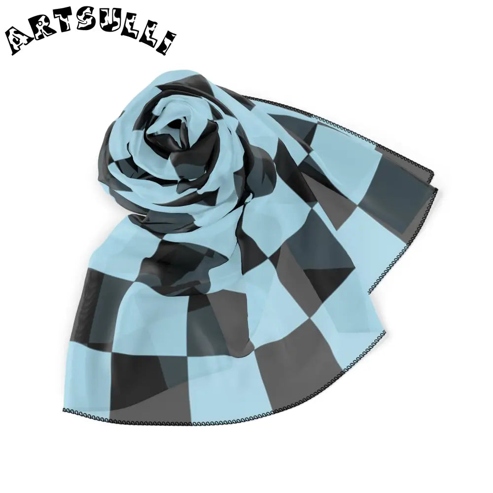 JAKKOUTTHEBXX Checkerboard Black and Blue Poly Scarf JAKKOUTTHEBXX