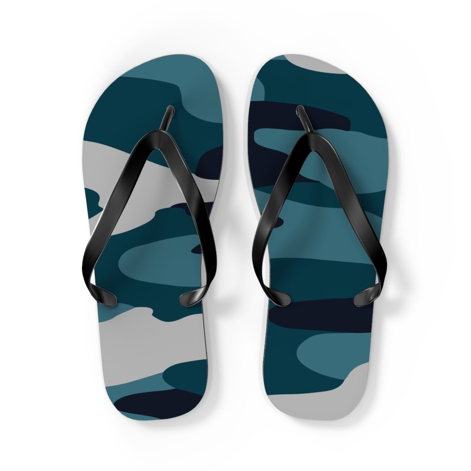 Blue Camouflage Flip Flops, Artsulli - Art is Long, Life is Short, Shoes, Size, L, Color, Black sole, , , 10554464745854