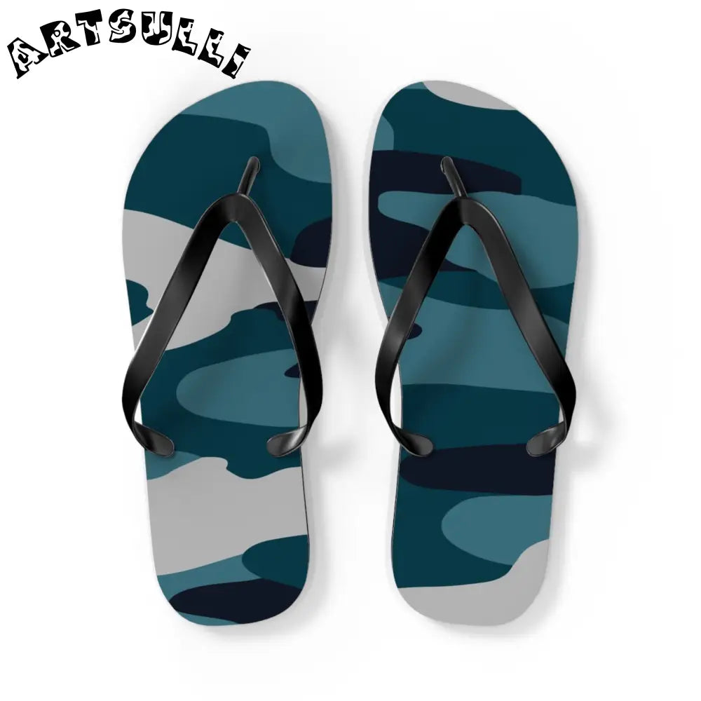 JAKKOUTTHEBXX Blue Camouflage Flip Flops JAKKOUTTHEBXX Artsulli