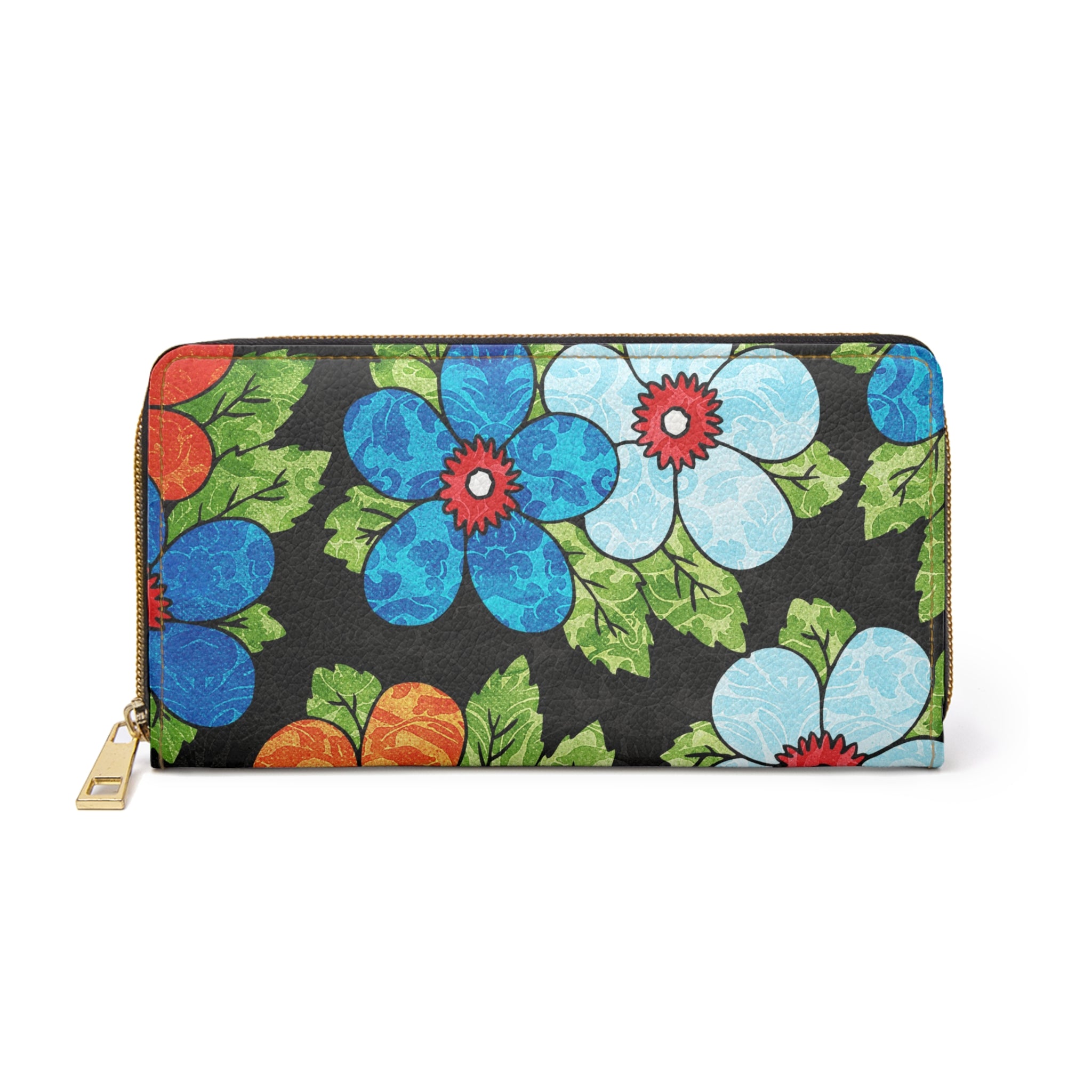 Groovy Black Floral Kl II Zipper Wallet, Artsulli - Art is Long, Life is Short, Accessories, Size, One size, Color, White, , , 30109945589651527410