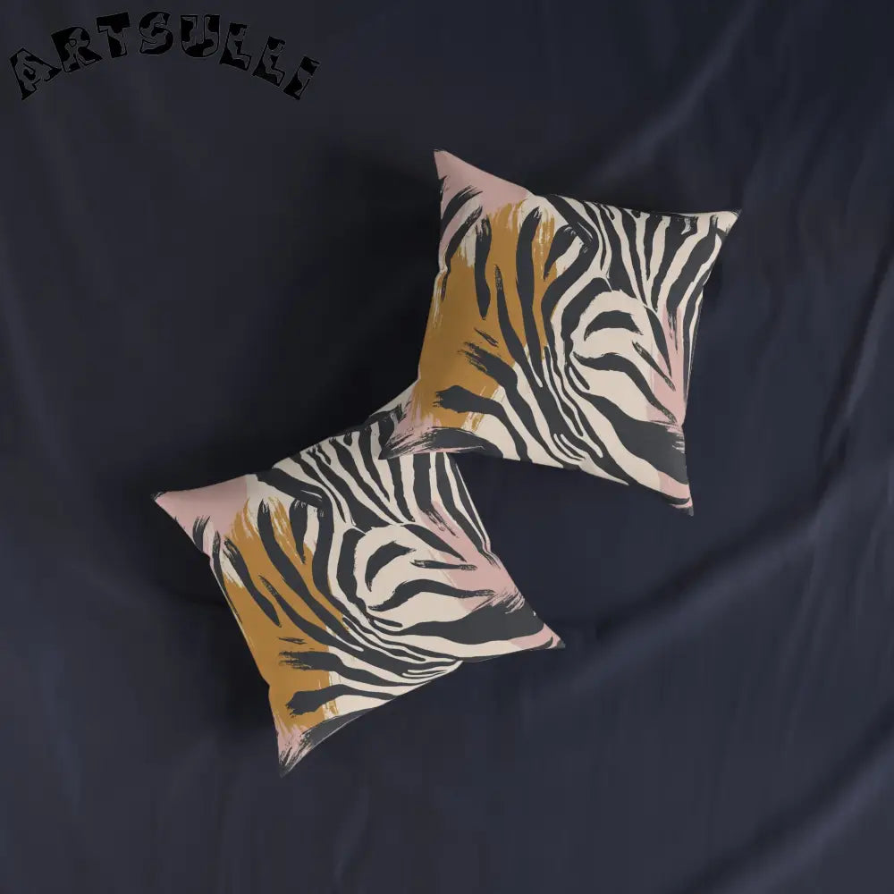JAKKOUTTHEBXX Abstract Zebra Print Square Pillow in Faux Suede