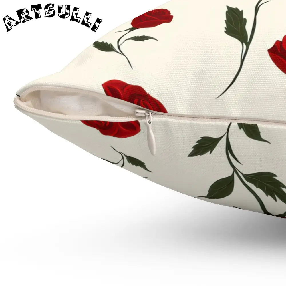 JAKKOUTTHEBXX Red Roses Spun Polyester Square Pillow JAKKOUTTHEBXX