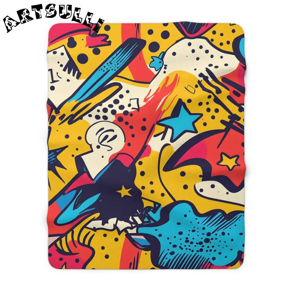 JAKKOUTTHEBXX Comic x Pop Art Sherpa Fleece Blanket JAKKOUTTHEBXX
