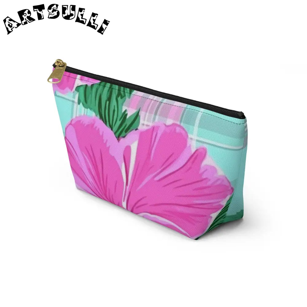 JAKKOUTTHEBXX Pink Floral Art Transferred Cosmetic Pouch
