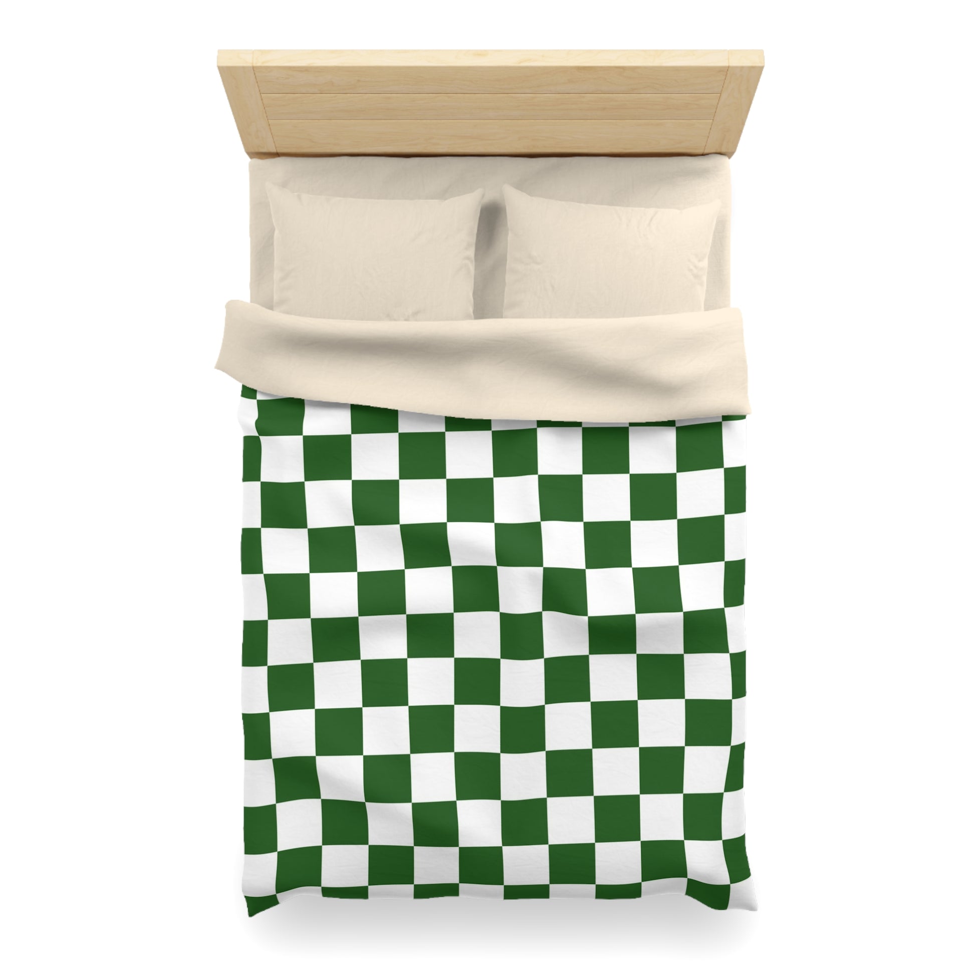 Checkerboard White and Dark Green Microfiber Duvet Cover, Artsulli - Art is Long, Life is Short, Home Decor, , , , , , , 