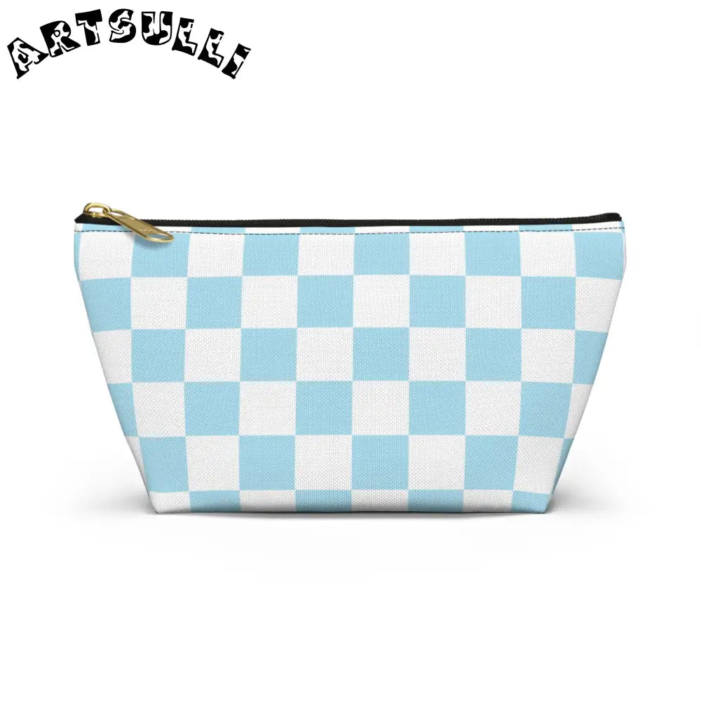JAKKOUTTHEBXX Checkerboard Sky Blue Accessory Pouch w T-bottom