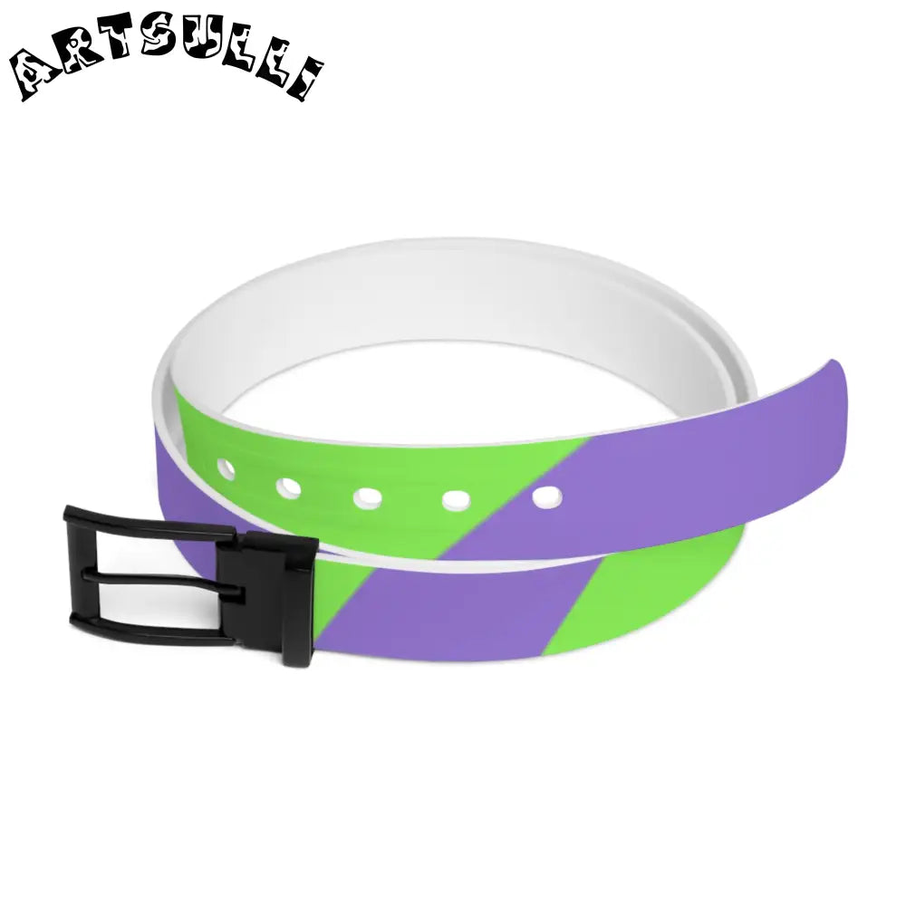 JAKKOUTTHEBXX Tyrannosaurus Print Green and Purple Belt