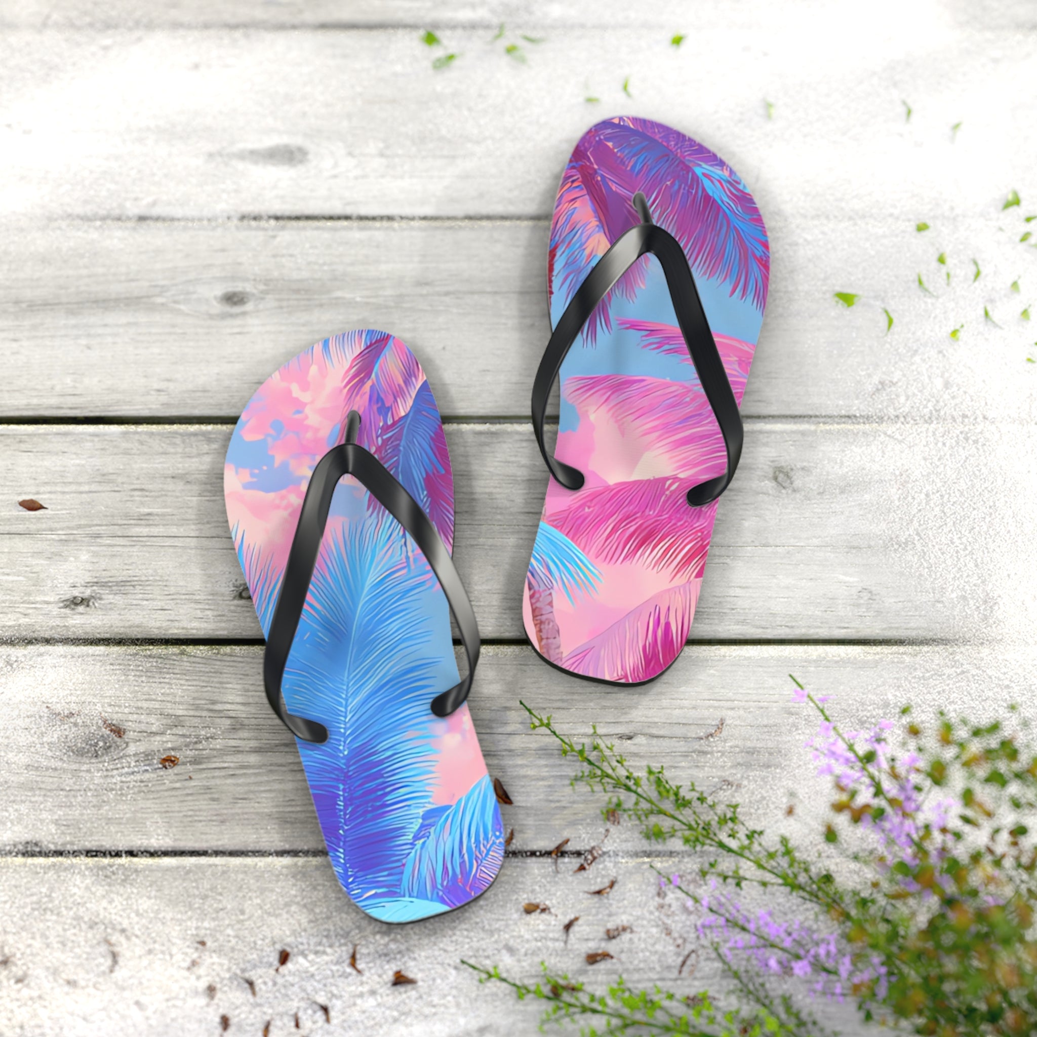Ethereal Pastel Palms Flip Flops, Artsulli - Art is Long, Life is Short, Shoes, , , , , , , 