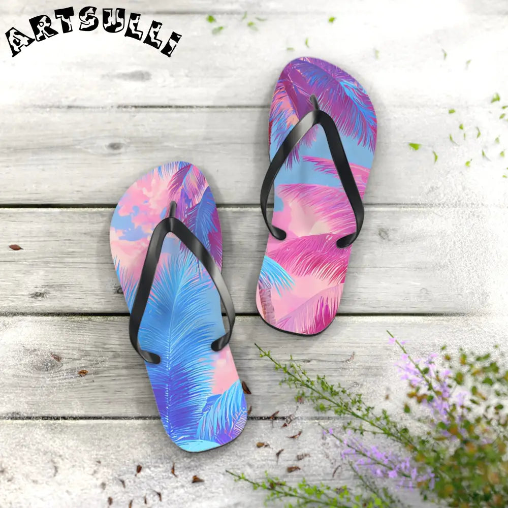 JAKKOUTTHEBXX Ethereal Pastel Palms Flip Flops JAKKOUTTHEBXX