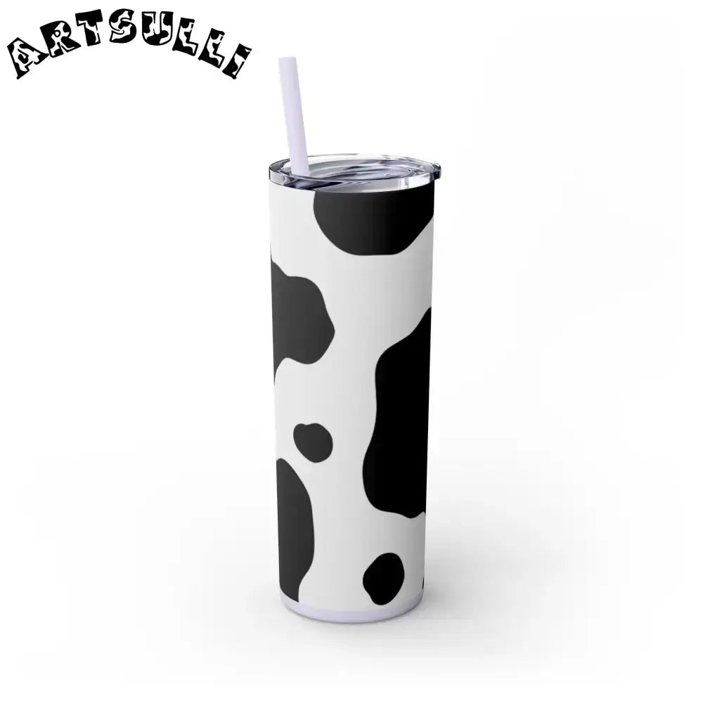 JAKKOUTTHEBXX White cow print skinny tumbler with clear lid
