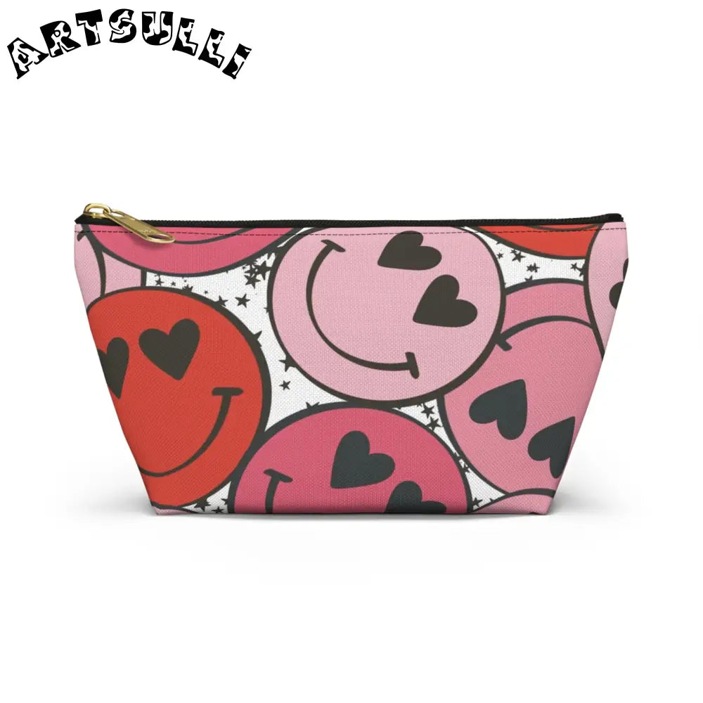 JAKKOUTTHEBXX Smiley Face x Heart Eyes Pink and Red Accessory Pouch