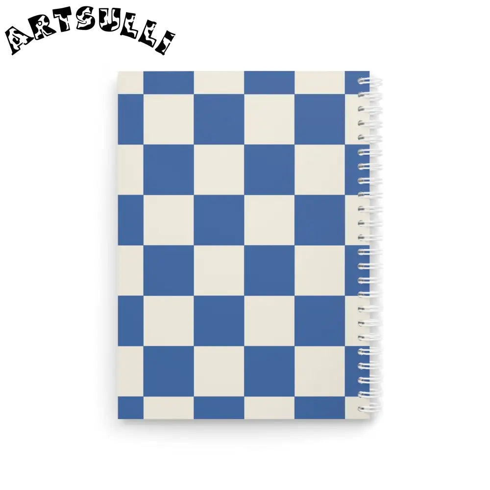 JAKKOUTTHEBXX Checkerboard Blue Spiral Notebook JAKKOUTTHEBXX