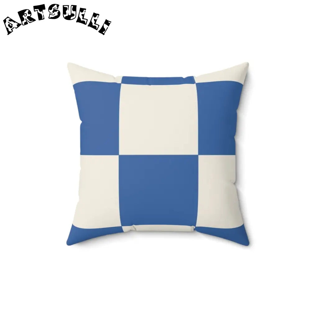 JAKKOUTTHEBXX Checkerboard Blue Spun Polyester Square Pillow