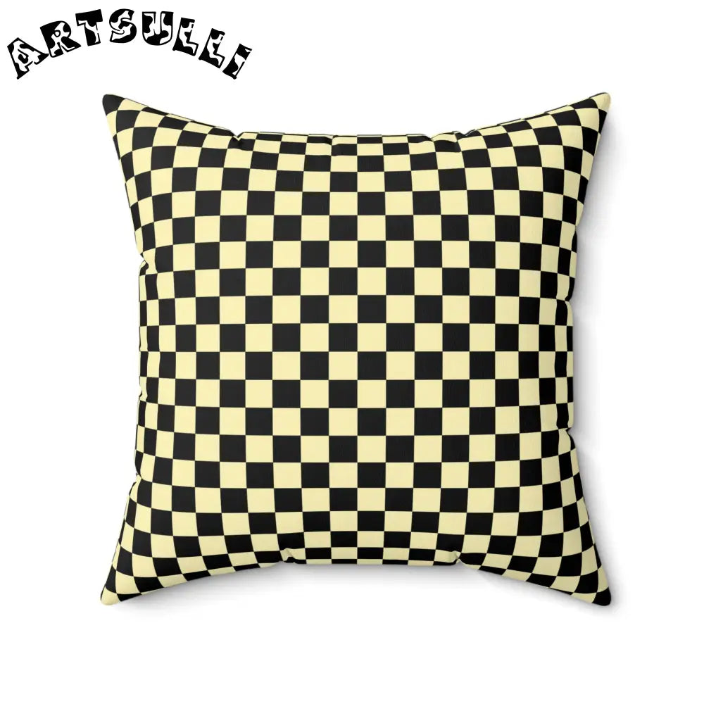 JAKKOUTTHEBXX Checkerboard II Black and Yellow Spun Polyester Square
