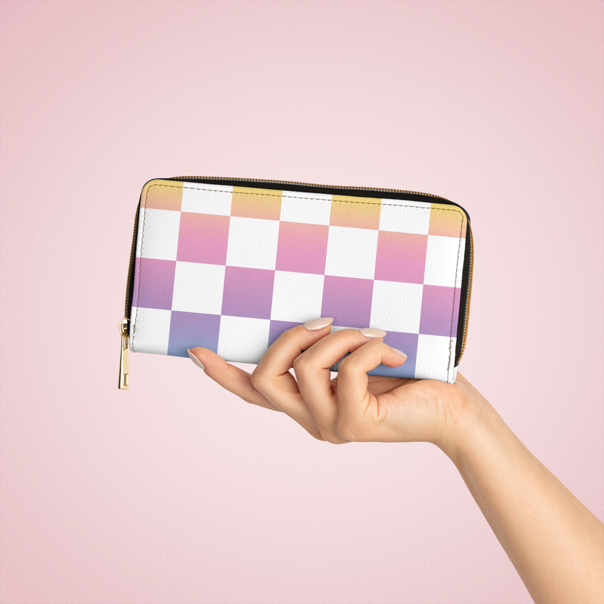 Vaporwave Check II Zipper Wallet, Artsulli - Art is Long, Life is Short, Accessories, , , , , , , 