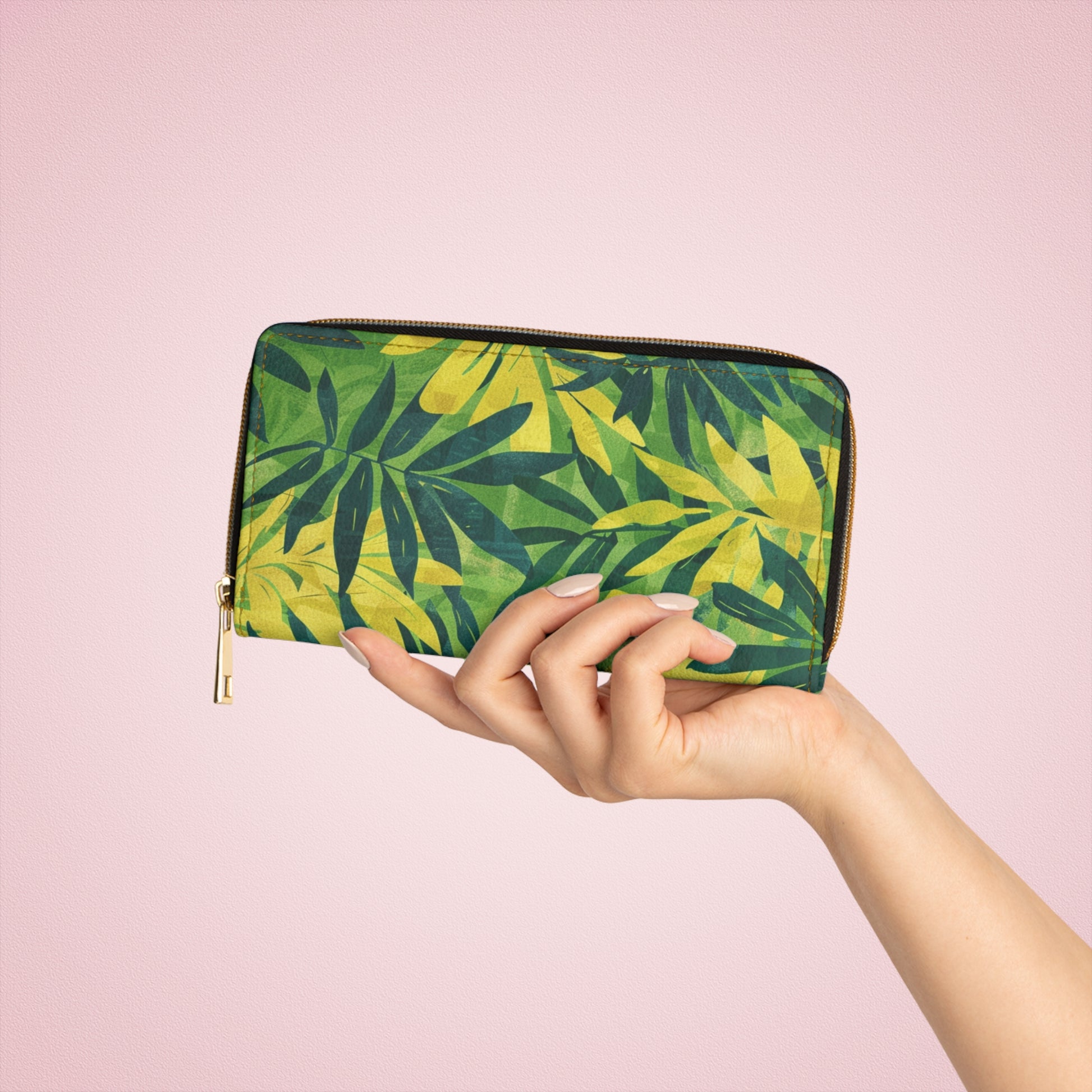 Green Leaf x Yellow Leaf x Tropical x Jungle II Zipper Wallet, Artsulli - Art is Long, Life is Short, Accessories, , , , , , , 