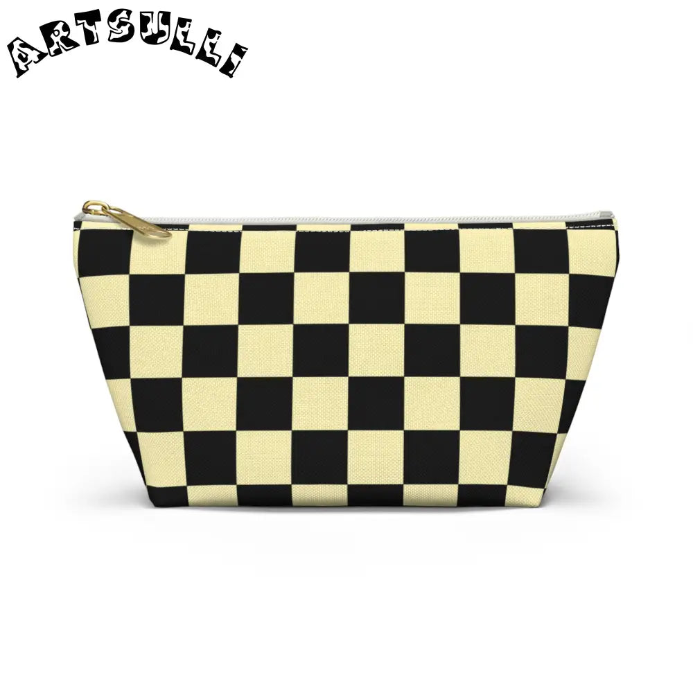 JAKKOUTTHEBXX Checkerboard Black and Yellow Accessory Pouch w
