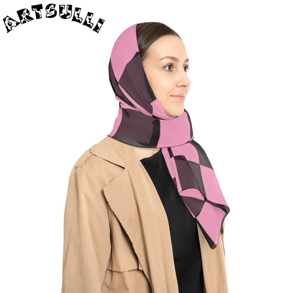 JAKKOUTTHEBXX Checkerboard Black and Pink Poly Scarf JAKKOUTTHEBXX
