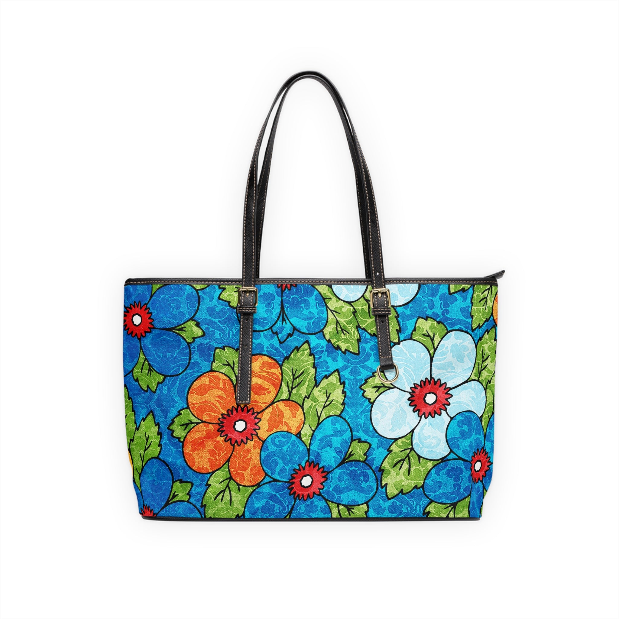 Blue Orange Groovy II PU Leather Shoulder Bag, Artsulli - Art is Long, Life is Short, Bags, Size, 17" x 11", Color, Black, , , 24553176555741785614