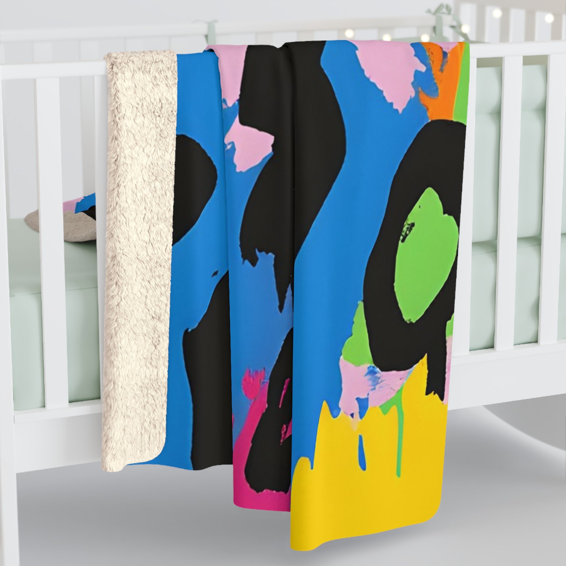 90s Neon Sherpa Fleece Blanket, Artsulli - Art is Long, Life is Short, Home Decor, , , , , , , 