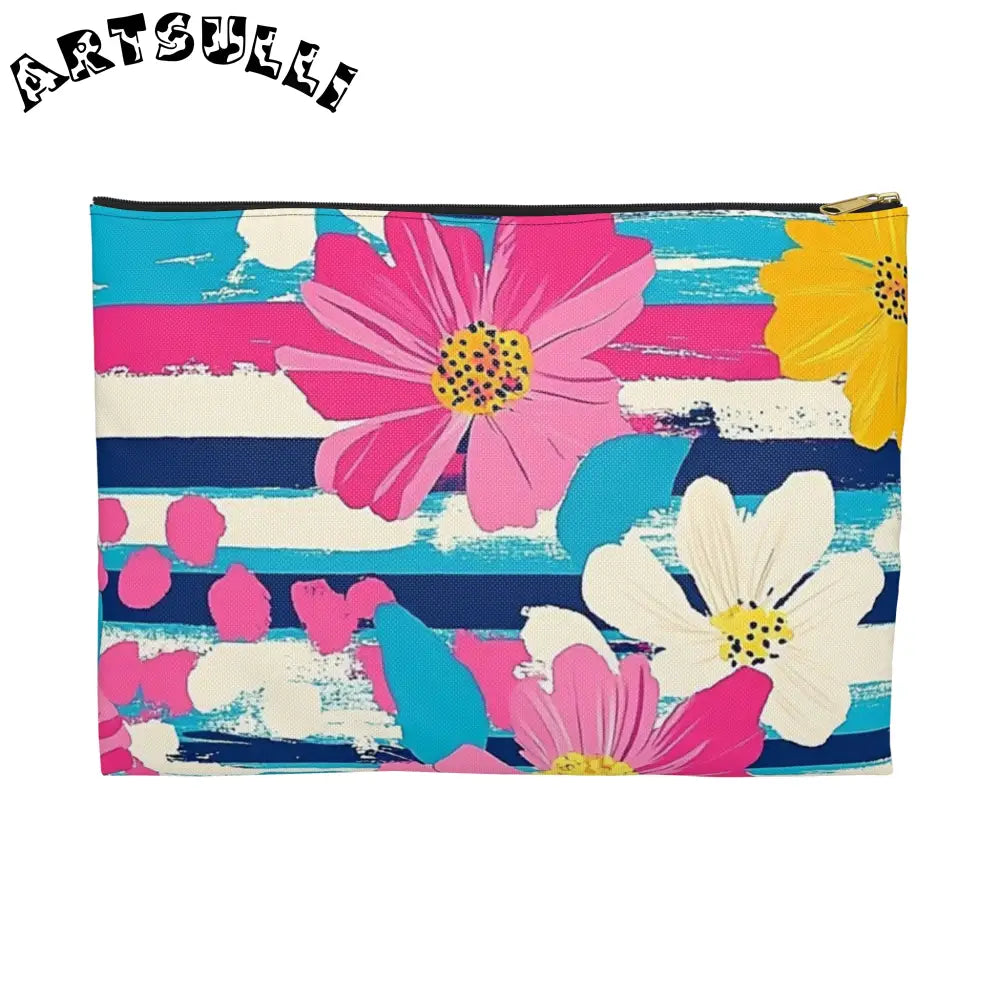 JAKKOUTTHEBXX Dayglo Floral Stripes II Multi-Color Accessory Pouch