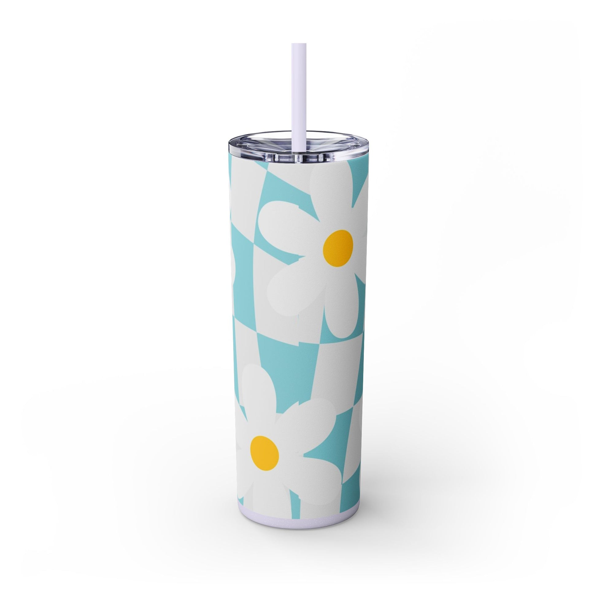 Trippy Check Garden Skinny Tumbler with Straw, 20oz, Artsulli - Art is Long, Life is Short, Mug, , , , , , , 