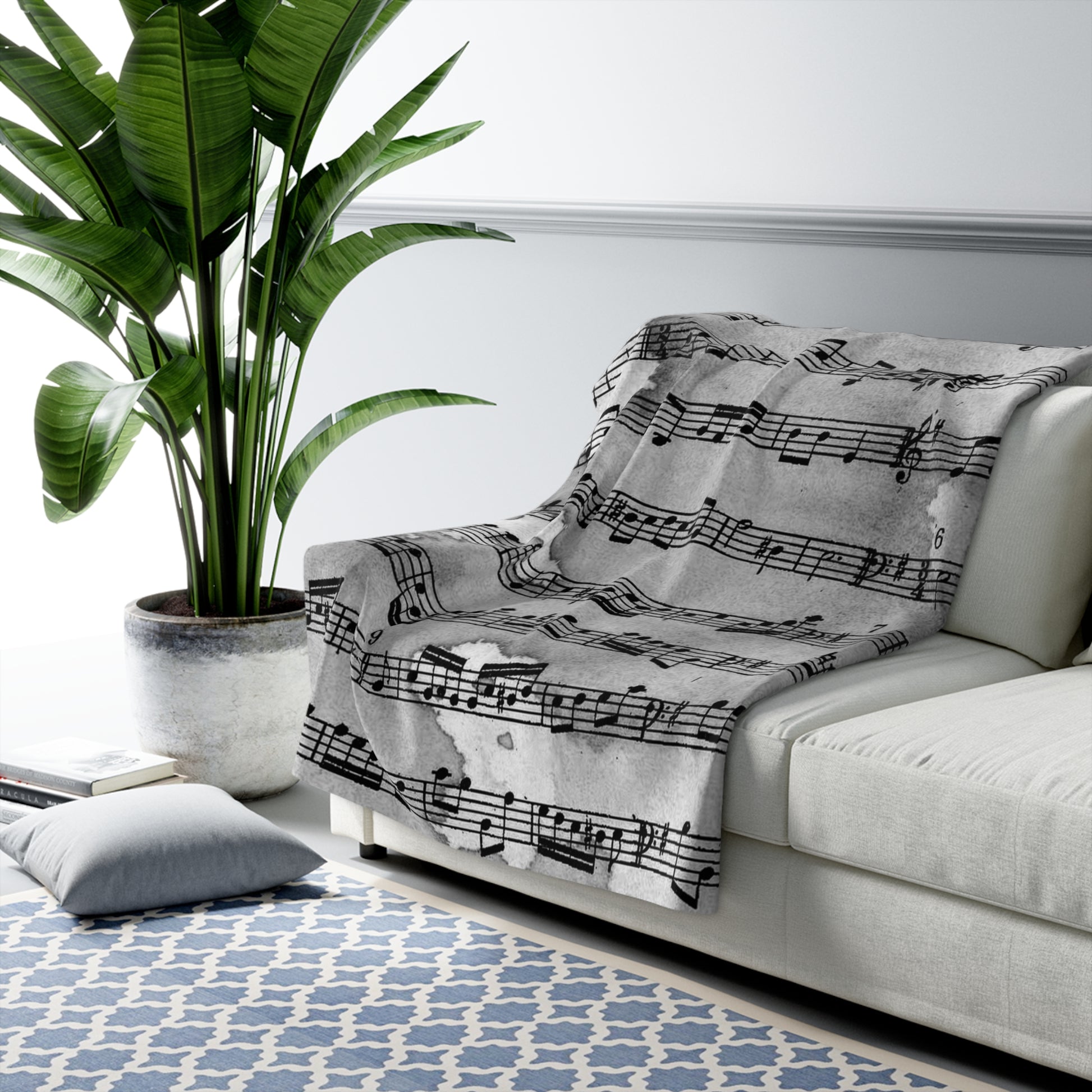 Drip Spill Type Beat Sheet Music Black Sherpa Fleece Blanket, Artsulli - Art is Long, Life is Short, Home Decor, , , , , , , 