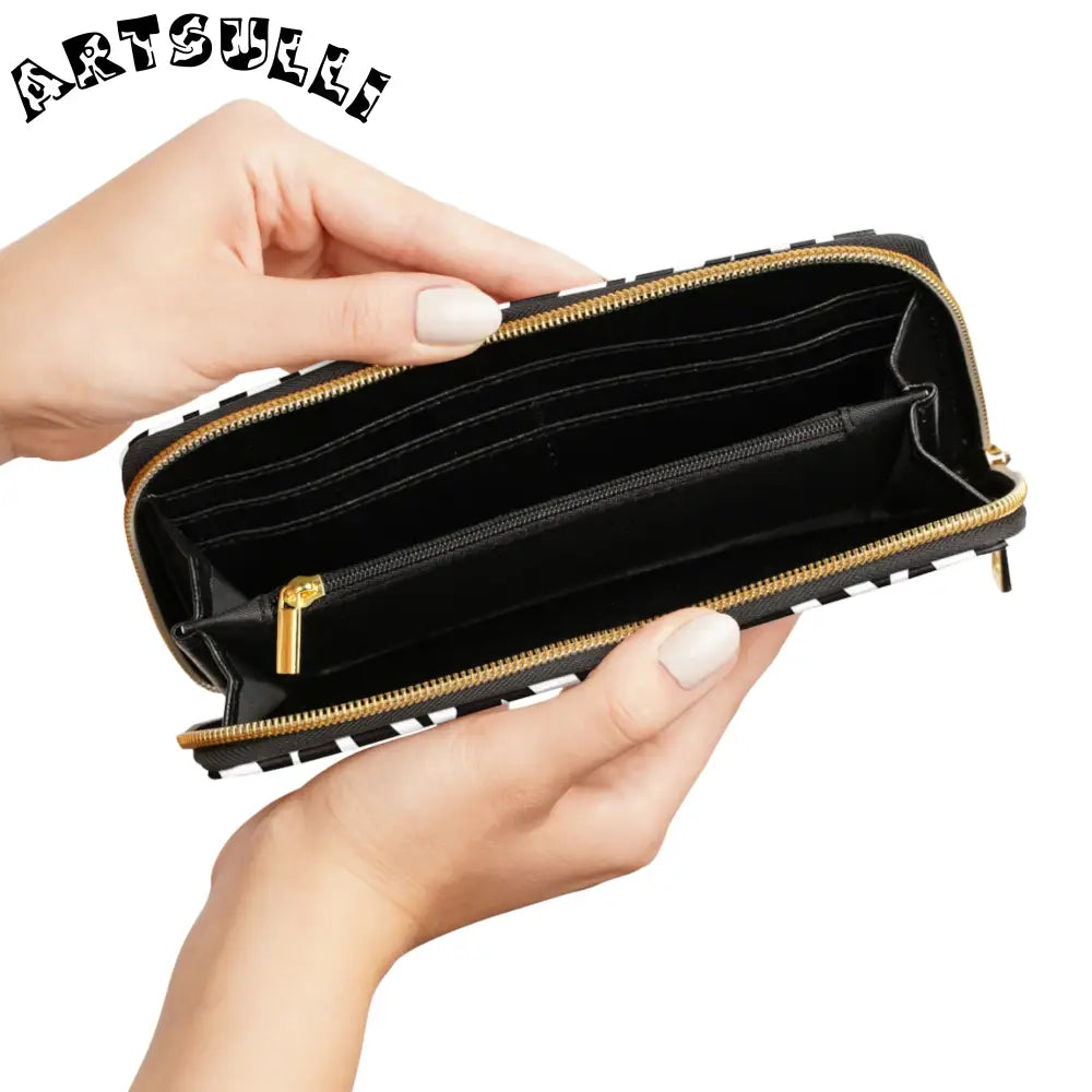 JAKKOUTTHEBXX Zebra Print Credit Card Wallet with Gold Zipper