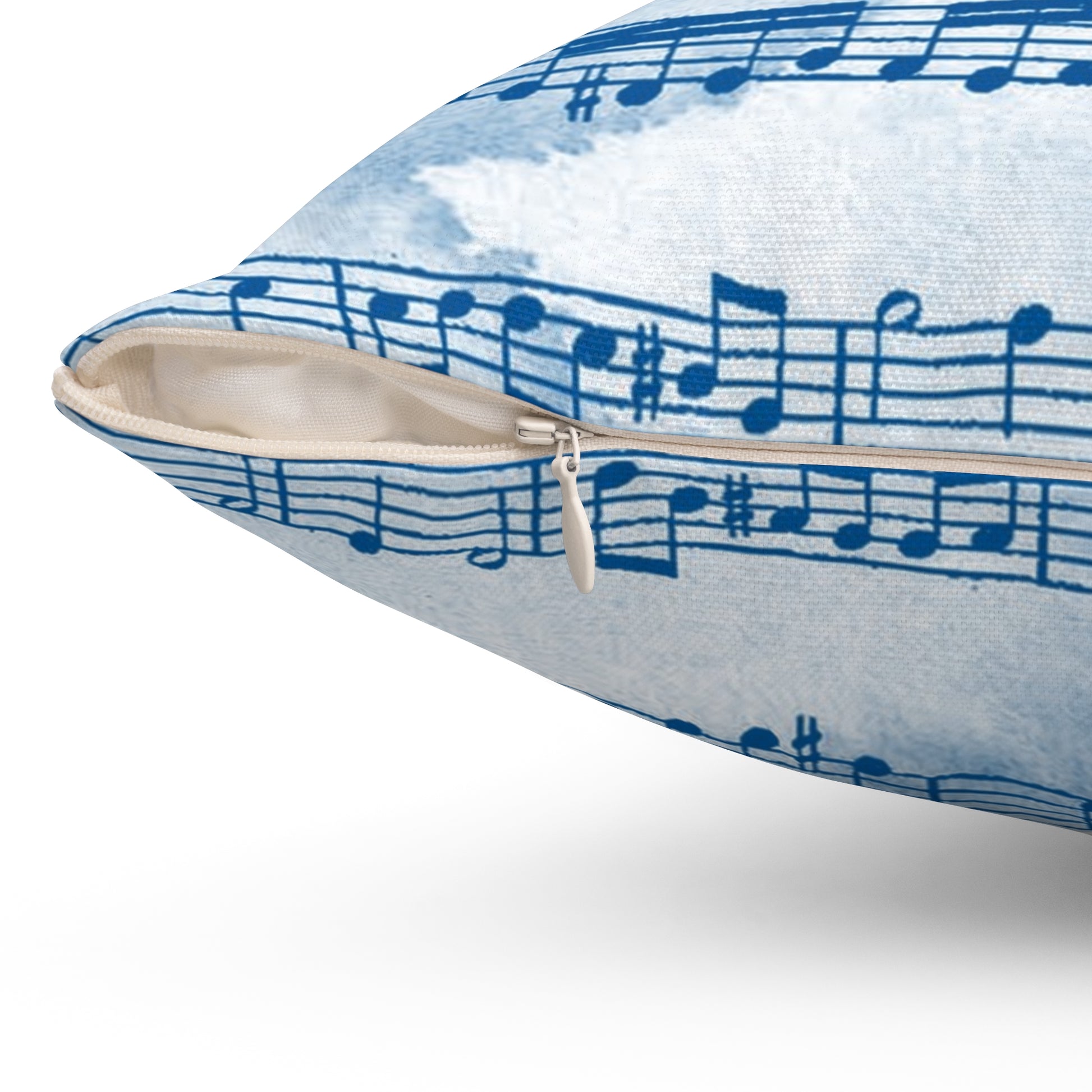 Drip Spill Type Beat Sheet Music Blue Spun Polyester Square Pillow, Artsulli - Art is Long, Life is Short, Home Decor, , , , , , , 