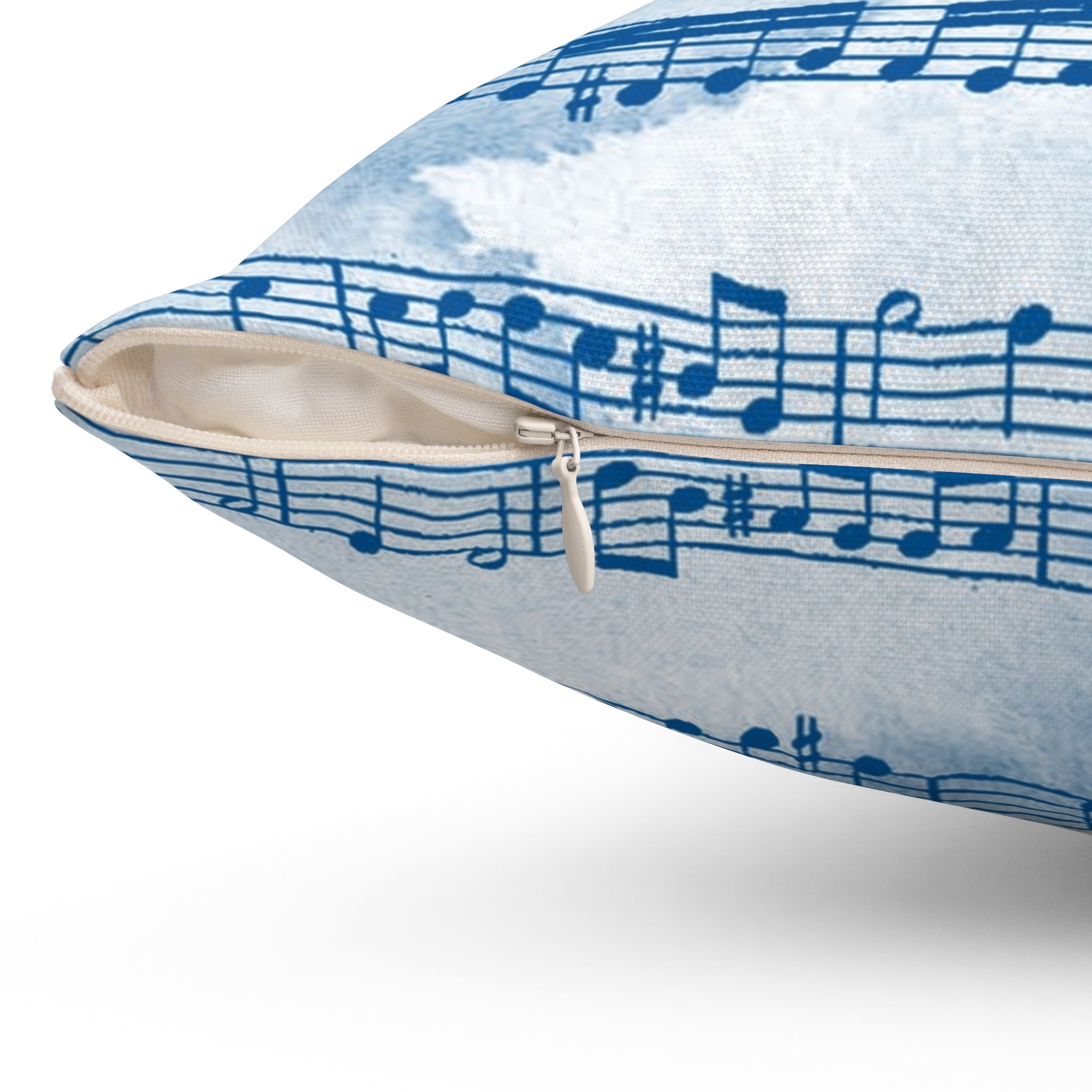 Drip Spill Type Beat Sheet Music Blue Spun Polyester Square Pillow, Artsulli - Art is Long, Life is Short, Home Decor, , , , , , , 