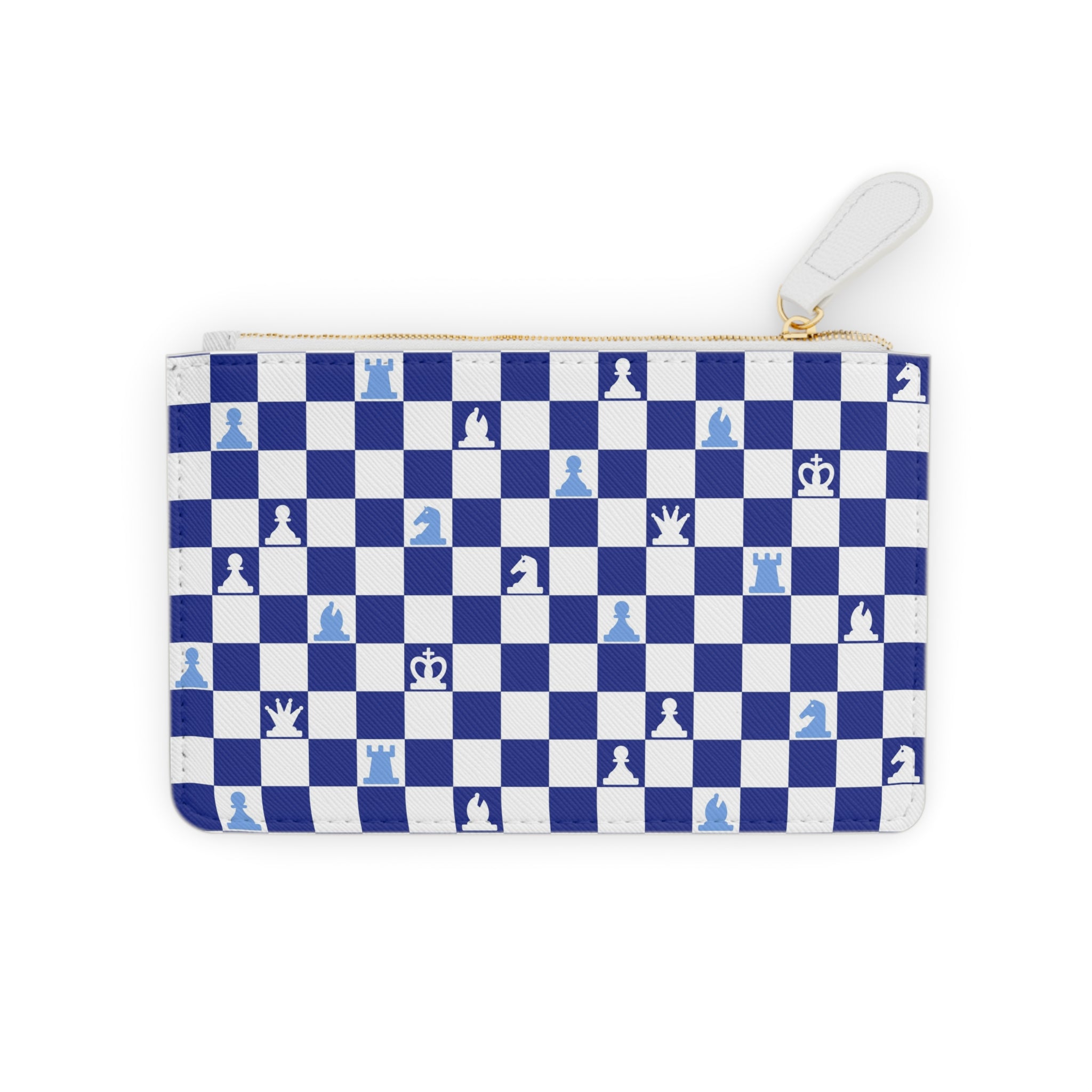 Chessboard Navy Blue Mini Clutch Bag, Artsulli - Art is Long, Life is Short, Bags, Size, 6.3” x 4”, Color, White, , , 86072920421165018733
