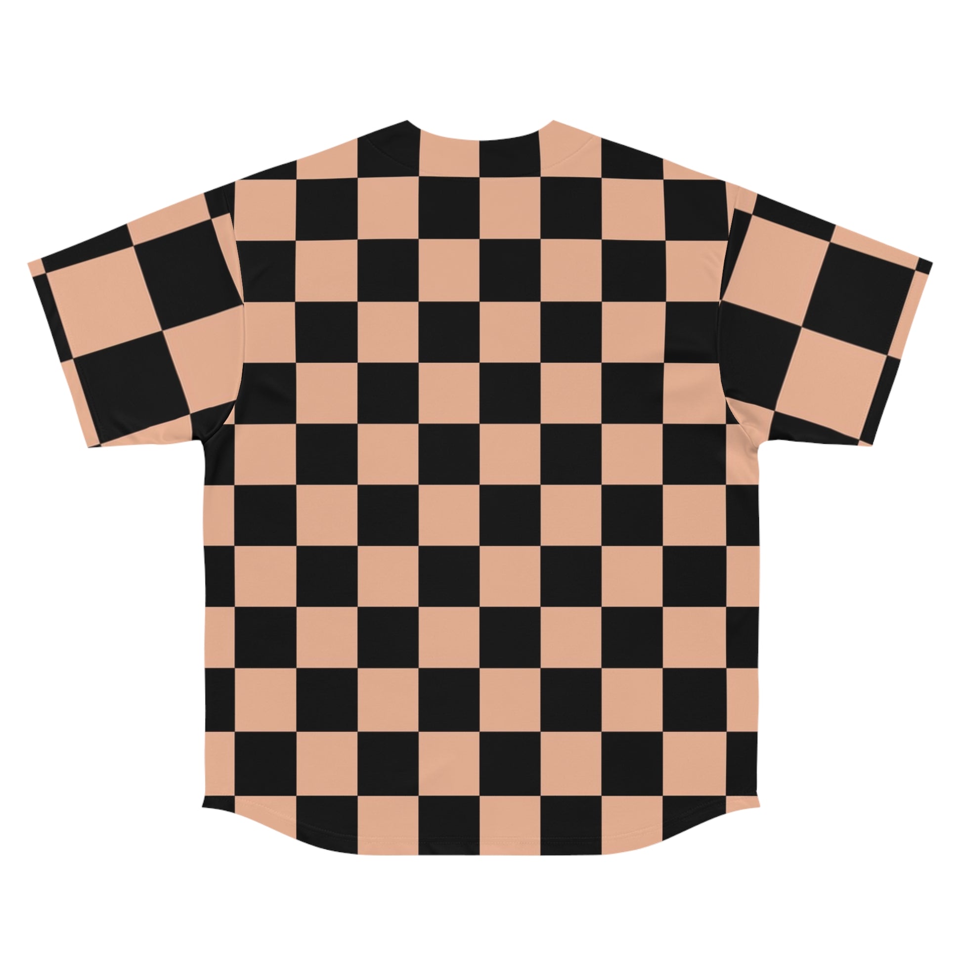 Checkerboard Soft Orange and Black Men's Baseball Jersey (AOP), Artsulli - Art is Long, Life is Short, All Over Prints, , , , , , , 