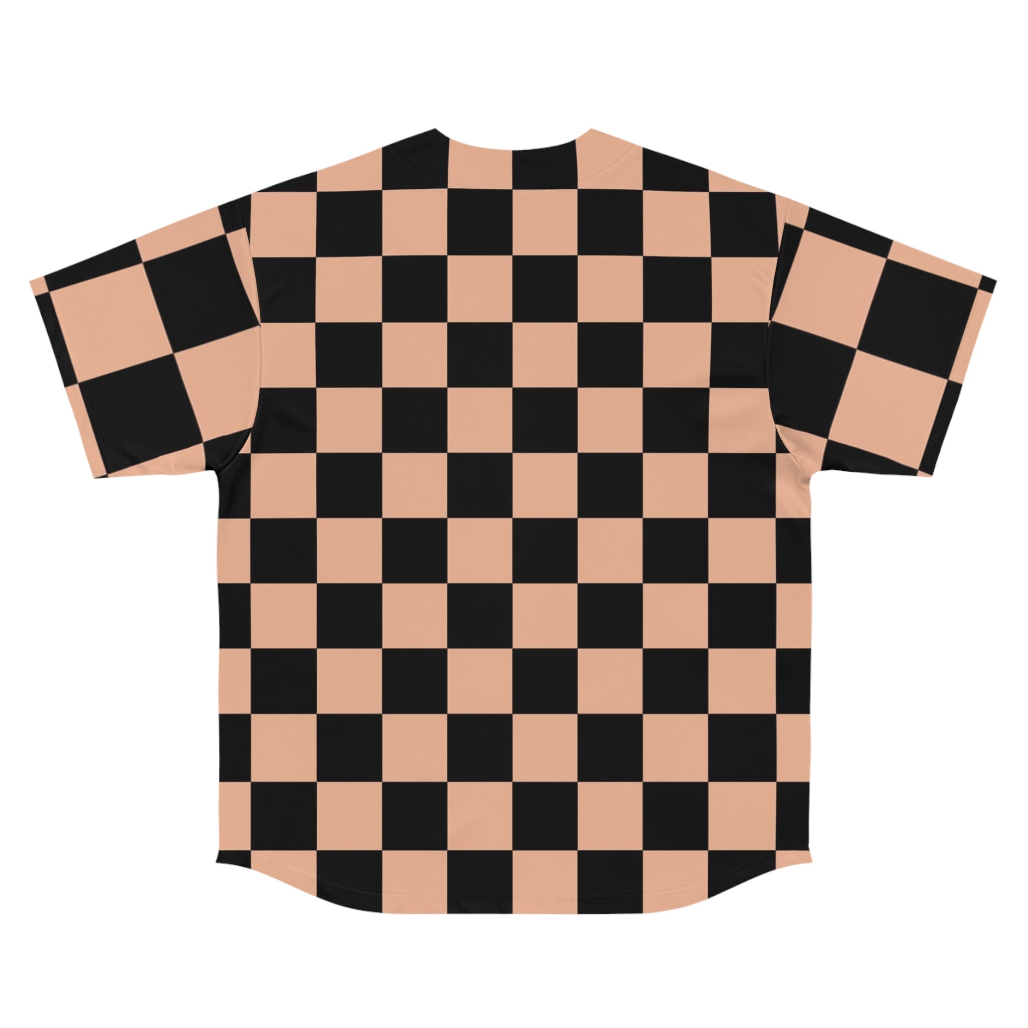 Checkerboard Soft Orange and Black Men's Baseball Jersey (AOP), Artsulli - Art is Long, Life is Short, All Over Prints, , , , , , , 