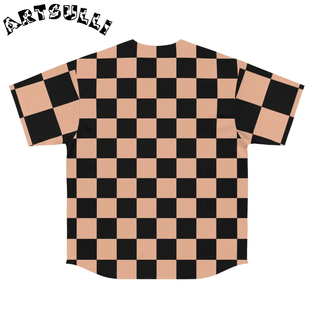 JAKKOUTTHEBXX Checkerboard Soft Orange and Black Men’s Baseball
