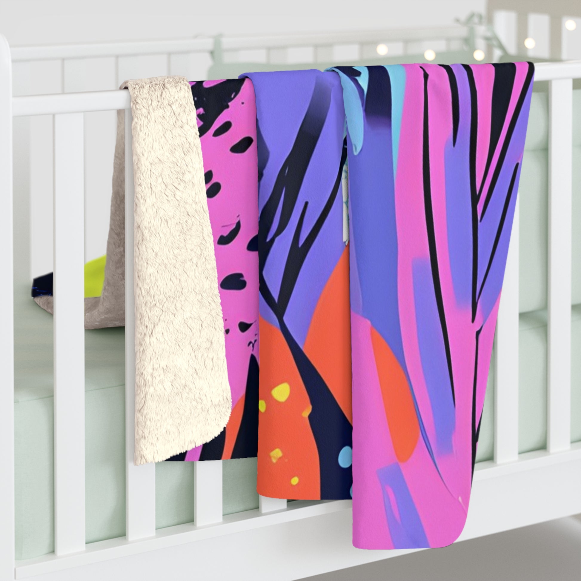 Dark Neon Rainforest Sherpa Fleece Blanket, Artsulli - Art is Long, Life is Short, Home Decor, , , , , , , 