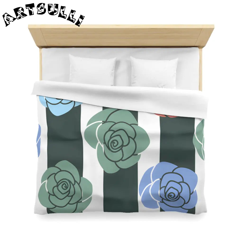JAKKOUTTHEBXX Stripes x Roses Black and White Microfiber Duvet Cover