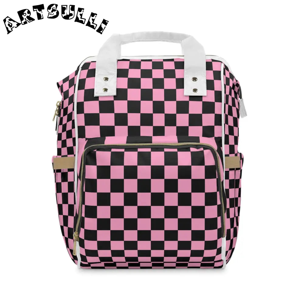 JAKKOUTTHEBXX Checkerboard Black and Pink Multifunctional Diaper
