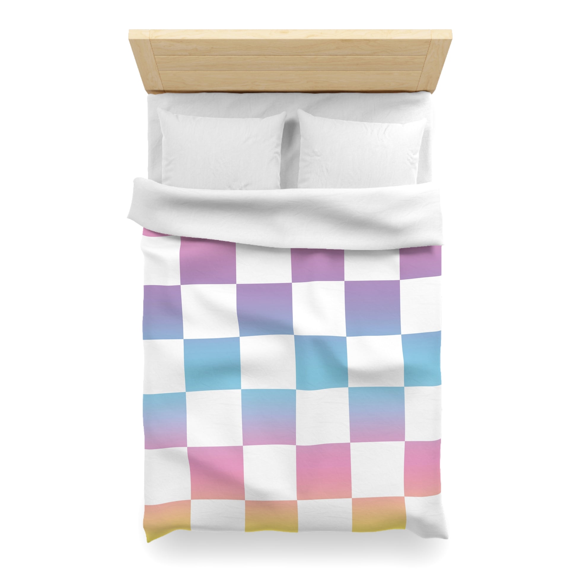 Vaporwave Check Microfiber Duvet Cover, Artsulli - Art is Long, Life is Short, Home Decor, , , , , , , 