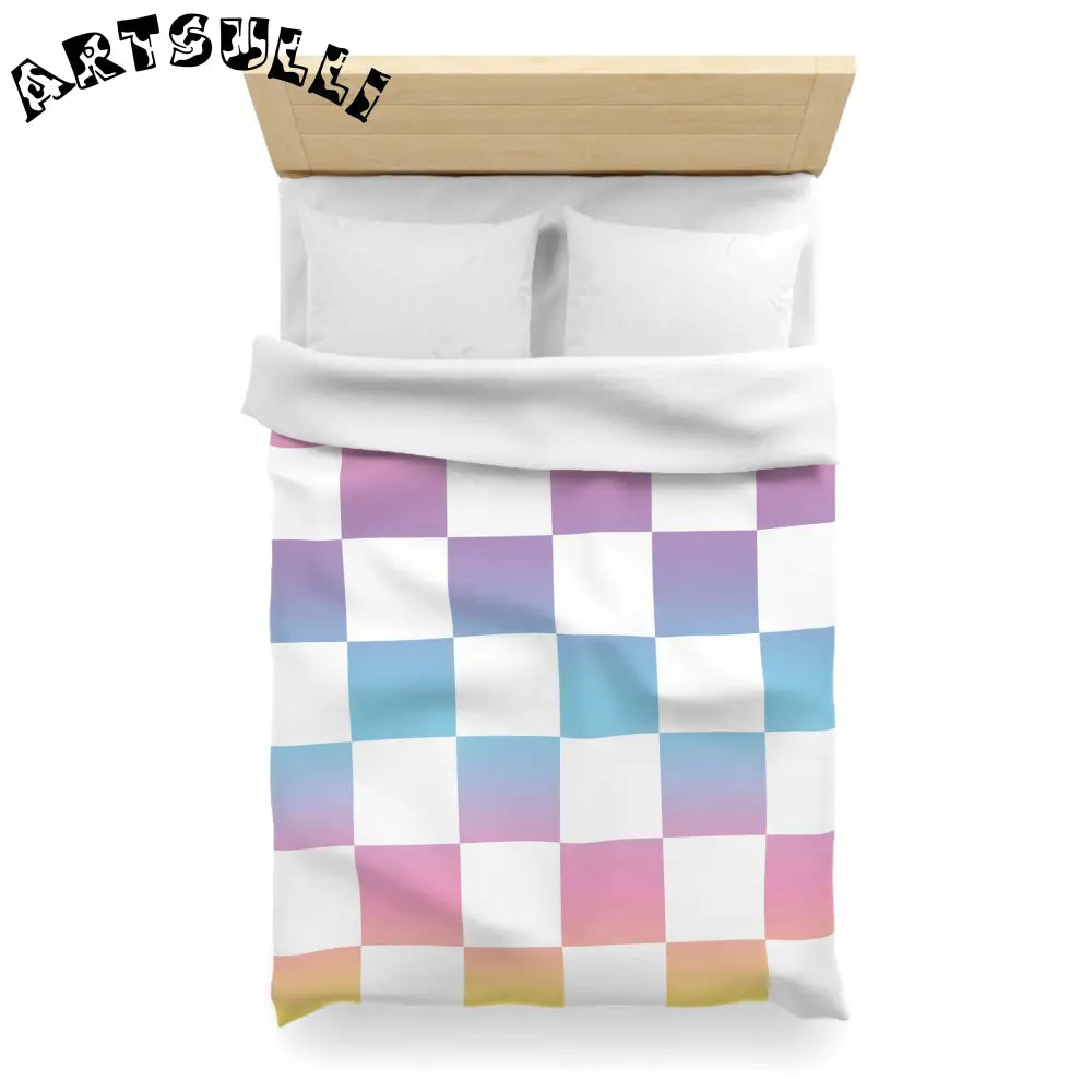 JAKKOUTTHEBXX Vaporwave Check Microfiber Duvet Cover JAKKOUTTHEBXX