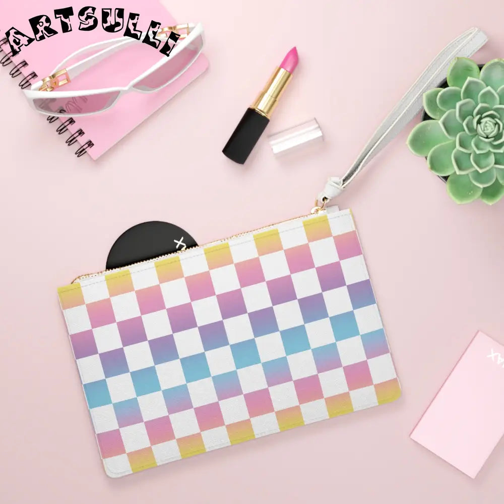 JAKKOUTTHEBXX Vaporwave Check Clutch Bag JAKKOUTTHEBXX Artsulli