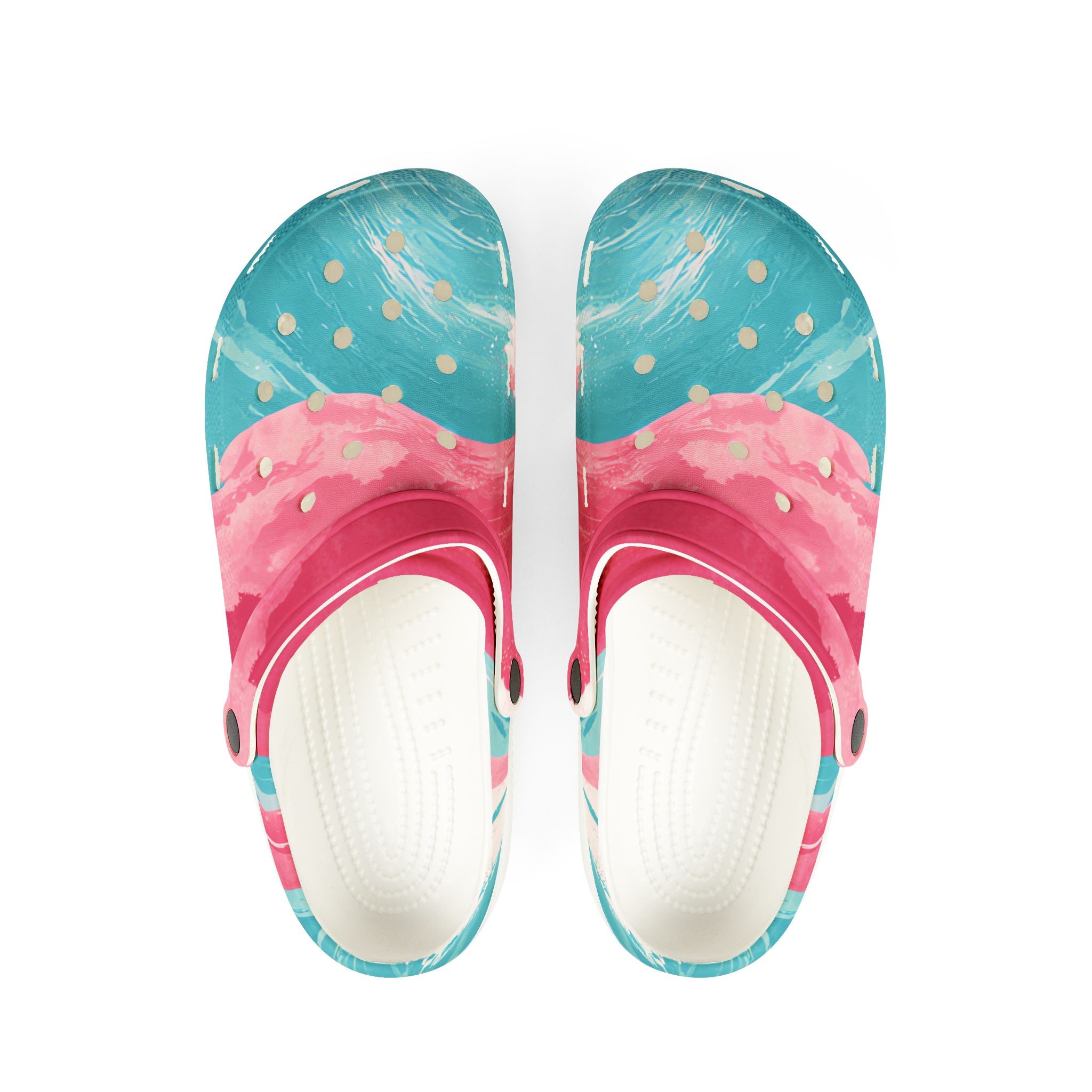 The Great Pastelwave Pink and Blue EVA Foam Rubber Shoes (AOP), Artsulli - Art is Long, Life is Short, Shoes, Size, US 6 (Women's), Color, White, , , 28047226710897731851