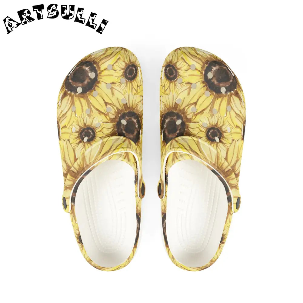 JAKKOUTTHEBXX Retro Anime Sunflower EVA Foam Rubber Shoes (AOP)