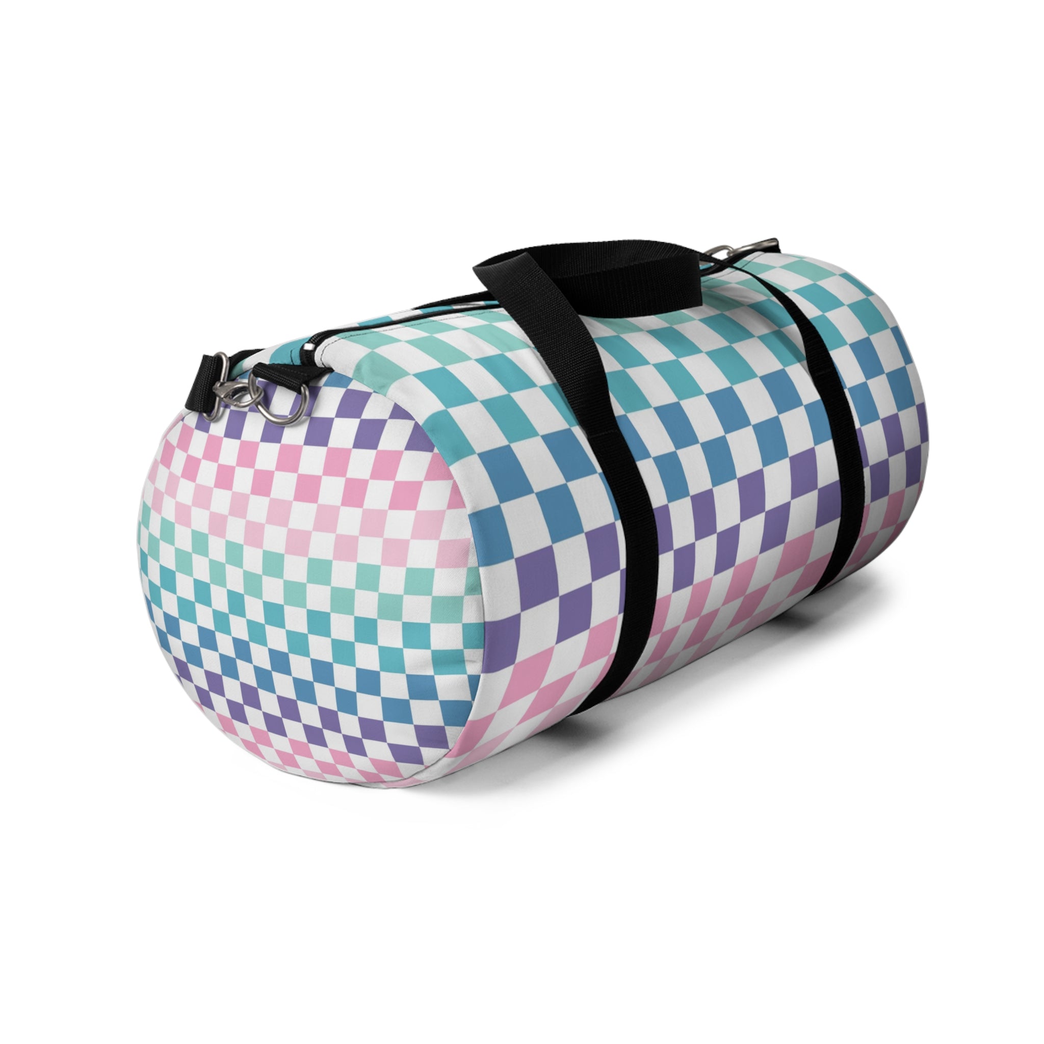 Vaporwave Rainbow  Checkerboard Multi-Color Duffel Bag, Artsulli - Art is Long, Life is Short, Bags, , , , , , , 